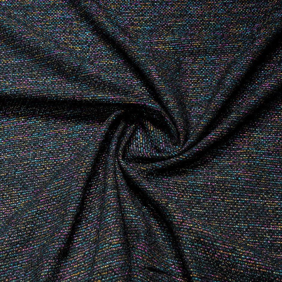 Multi-Coloured Metallic Black Bouclé