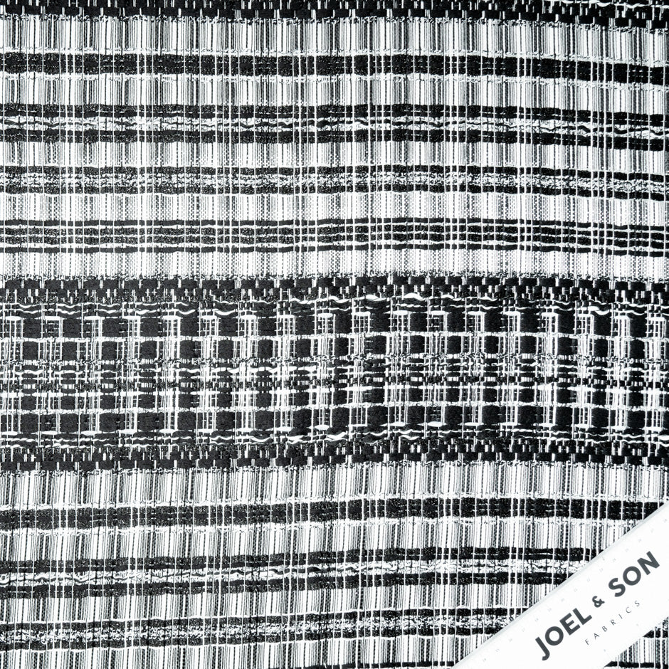 Black & White Wide Woven Lurex Bouclé