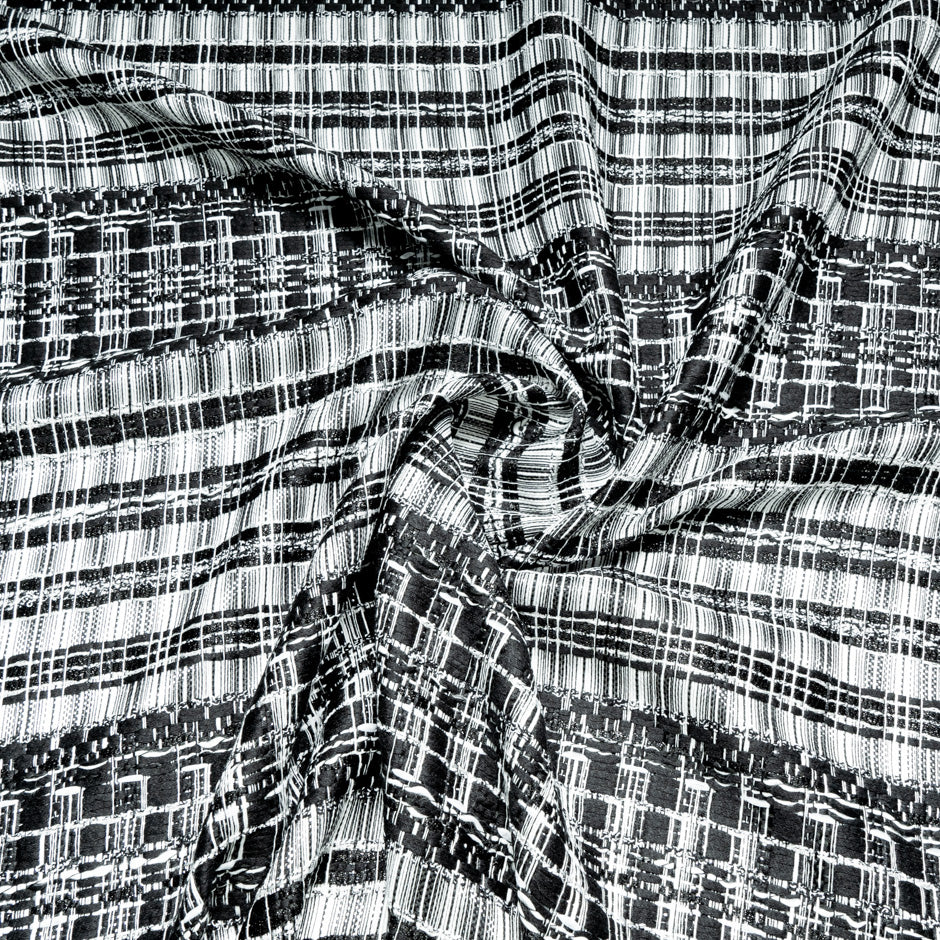 Black & White Wide Woven Lurex Bouclé