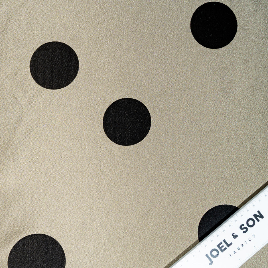 Black Spotted Taupe Silk Blend Mikado