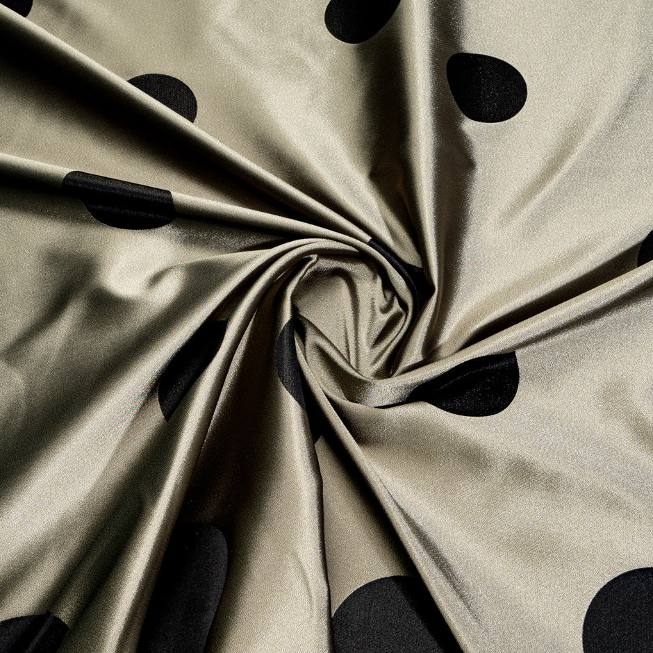 Black Spotted Taupe Silk Blend Mikado