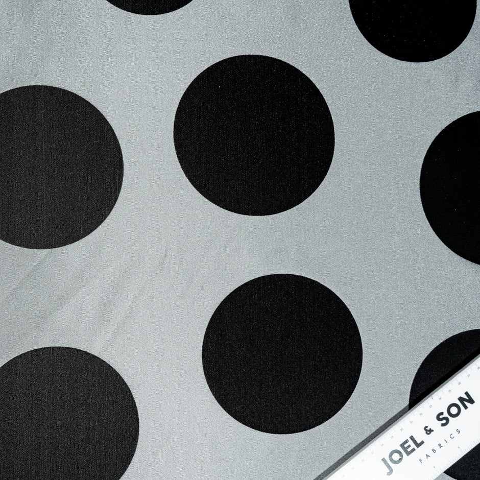 Black Spotted Grey Silk Blend Mikado
