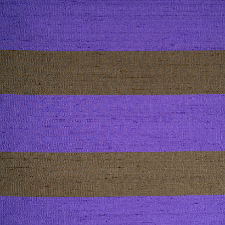 Purple & Brown Wide Striped Silk Shantung