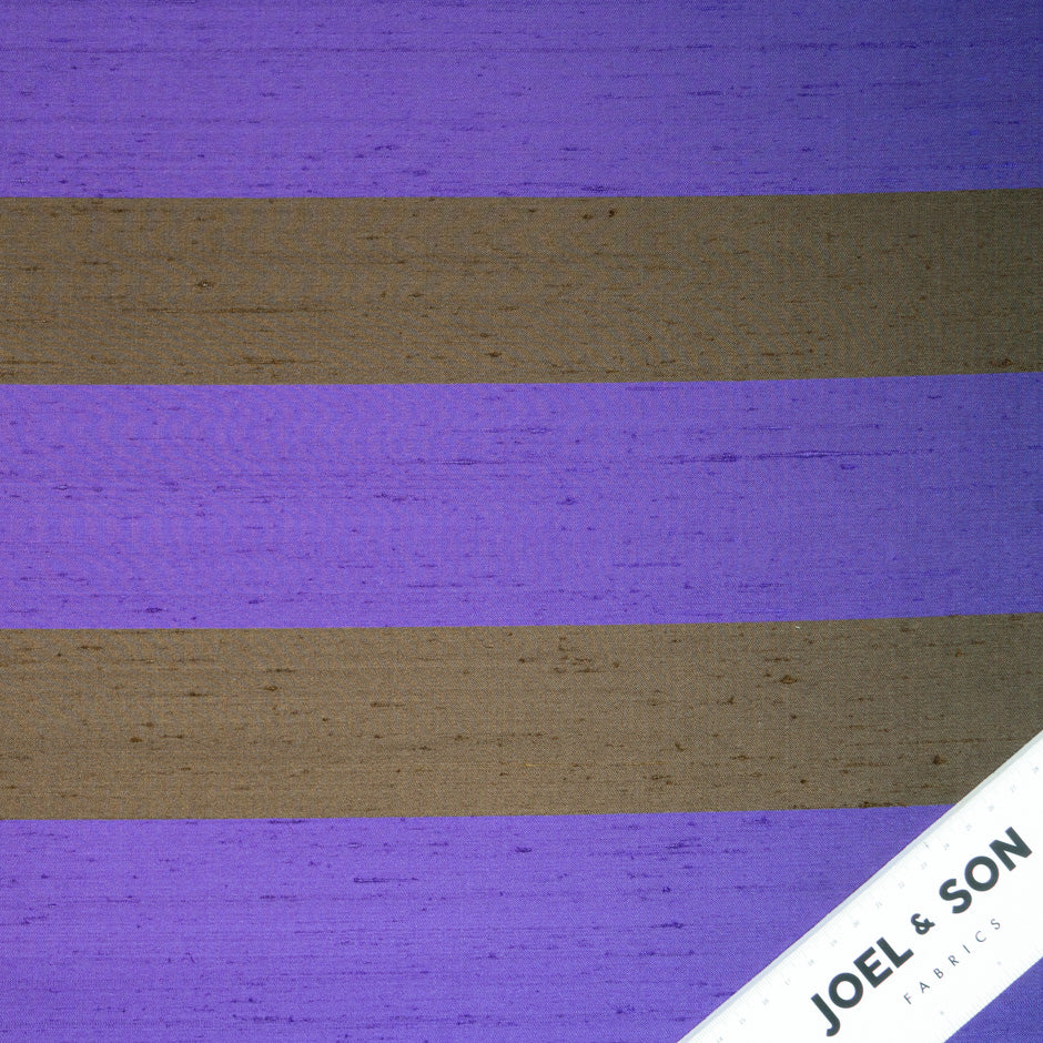 Purple & Brown Wide Striped Silk Shantung
