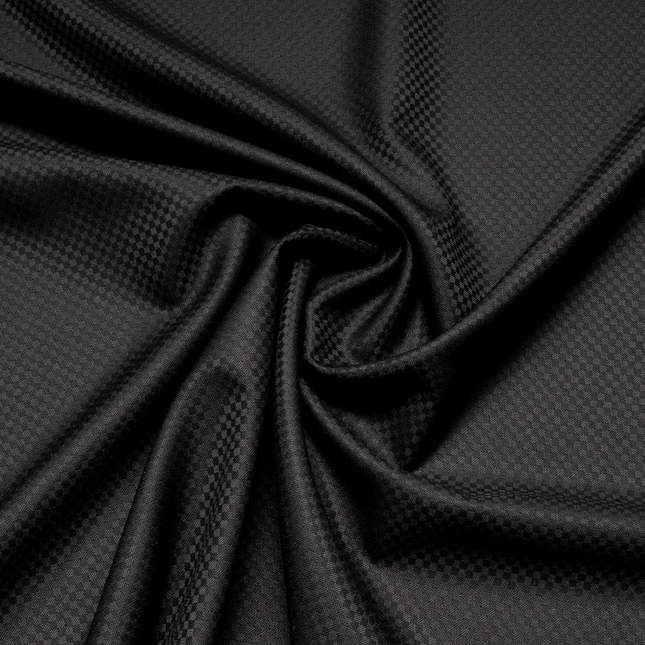Black Square Jacquard Pure Worsted Wool Suiting