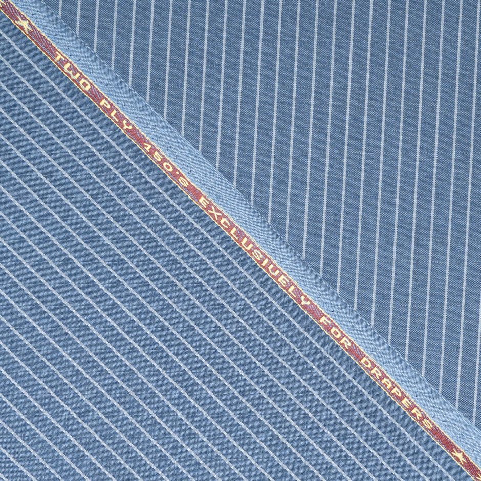 Blue Striped Super 150s Pure Wool Suiting