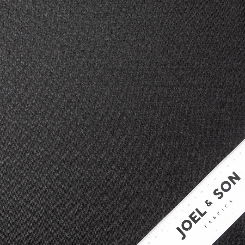 Black 'The Bingley' Super 150s Herringbone Wool Jacquard