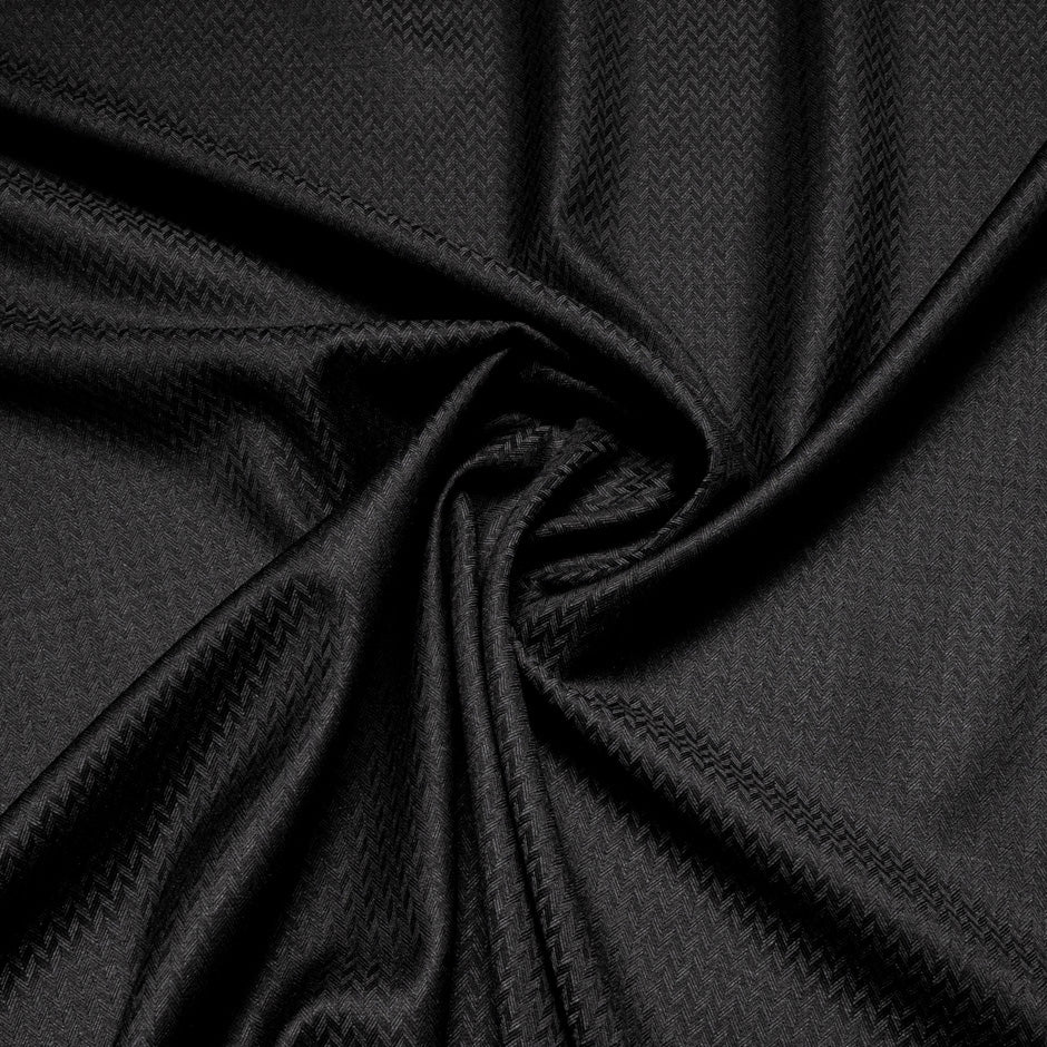 Black 'The Bingley' Super 150s Herringbone Wool Jacquard