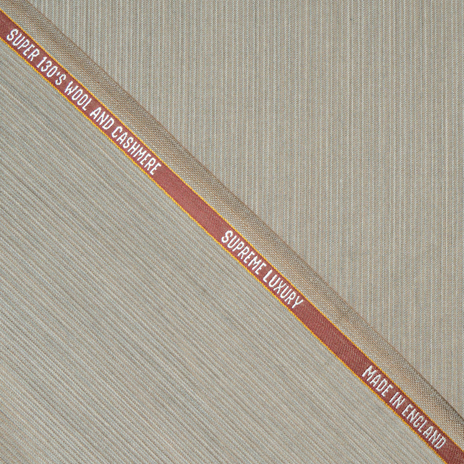 Light Brown Striped Super 130s Pure Wool Suiting