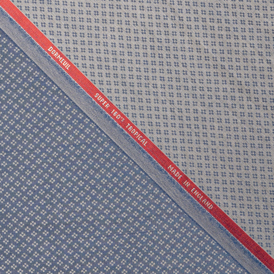 Blue Jacquard Stone Super 160s Tropical Wool