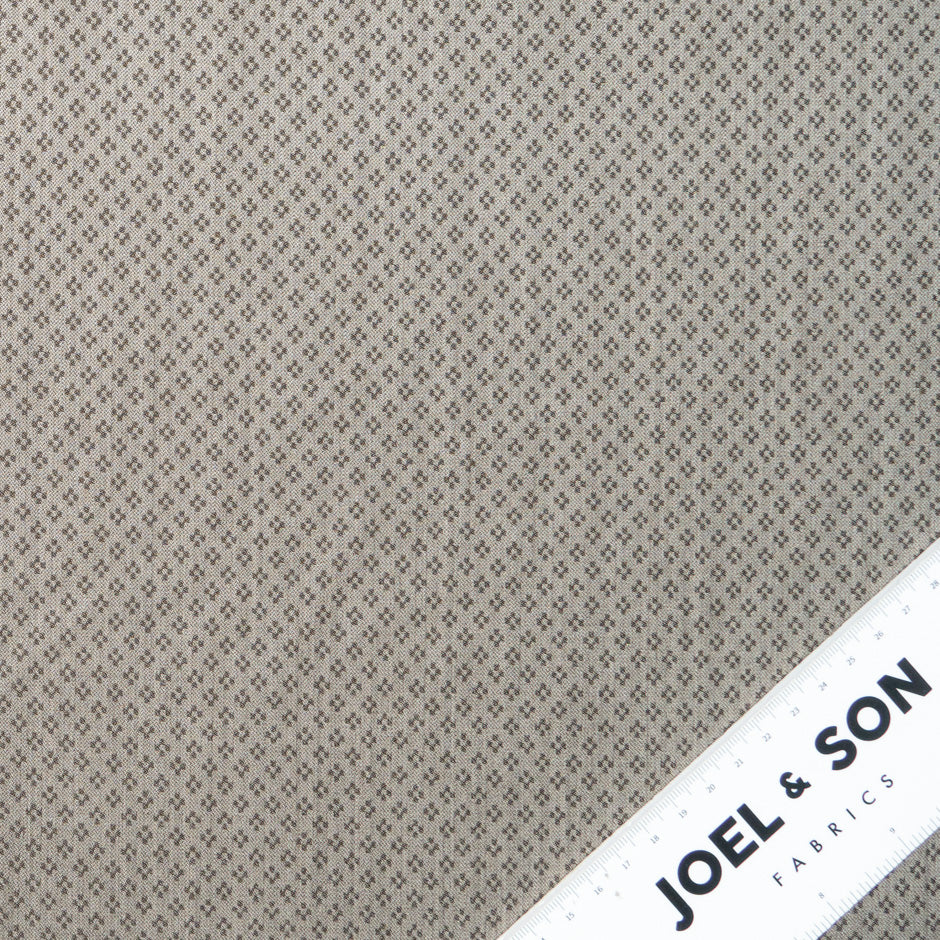 Brown Jacquard Beige Super 160s Tropical Wool