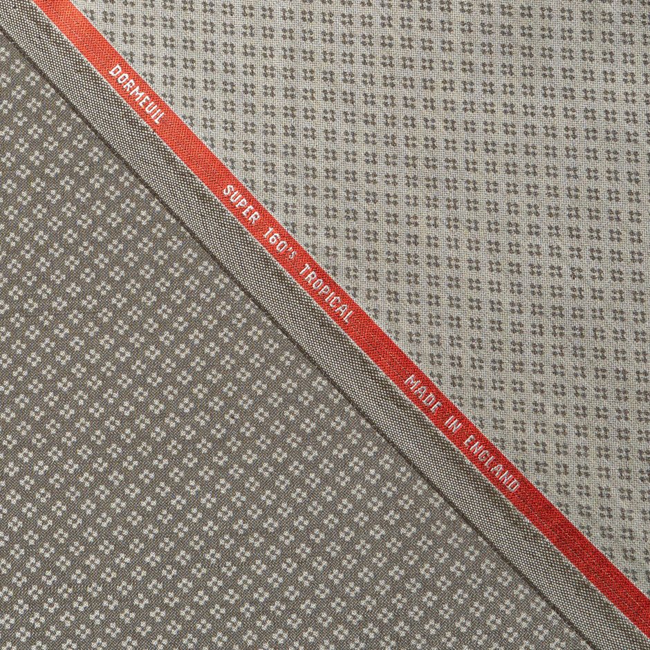 Brown Jacquard Beige Super 160s Tropical Wool