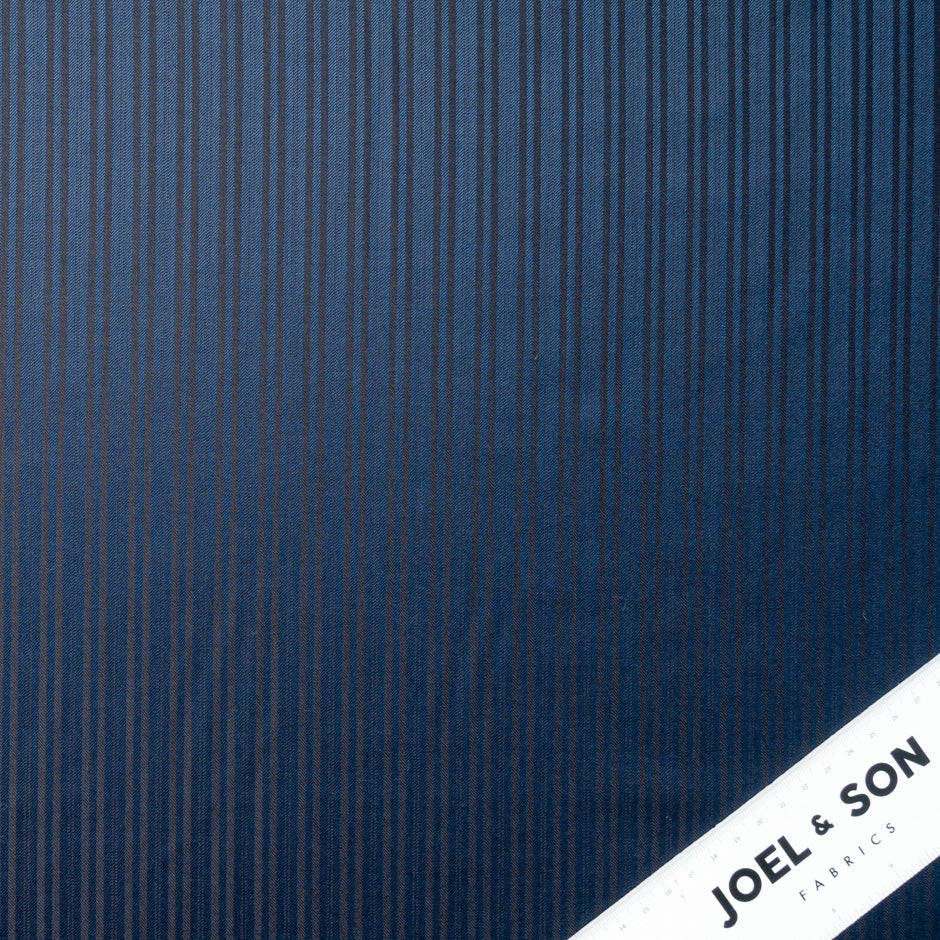 Stripe Jacquard Navy Blue Super 160s Tropical Wool
