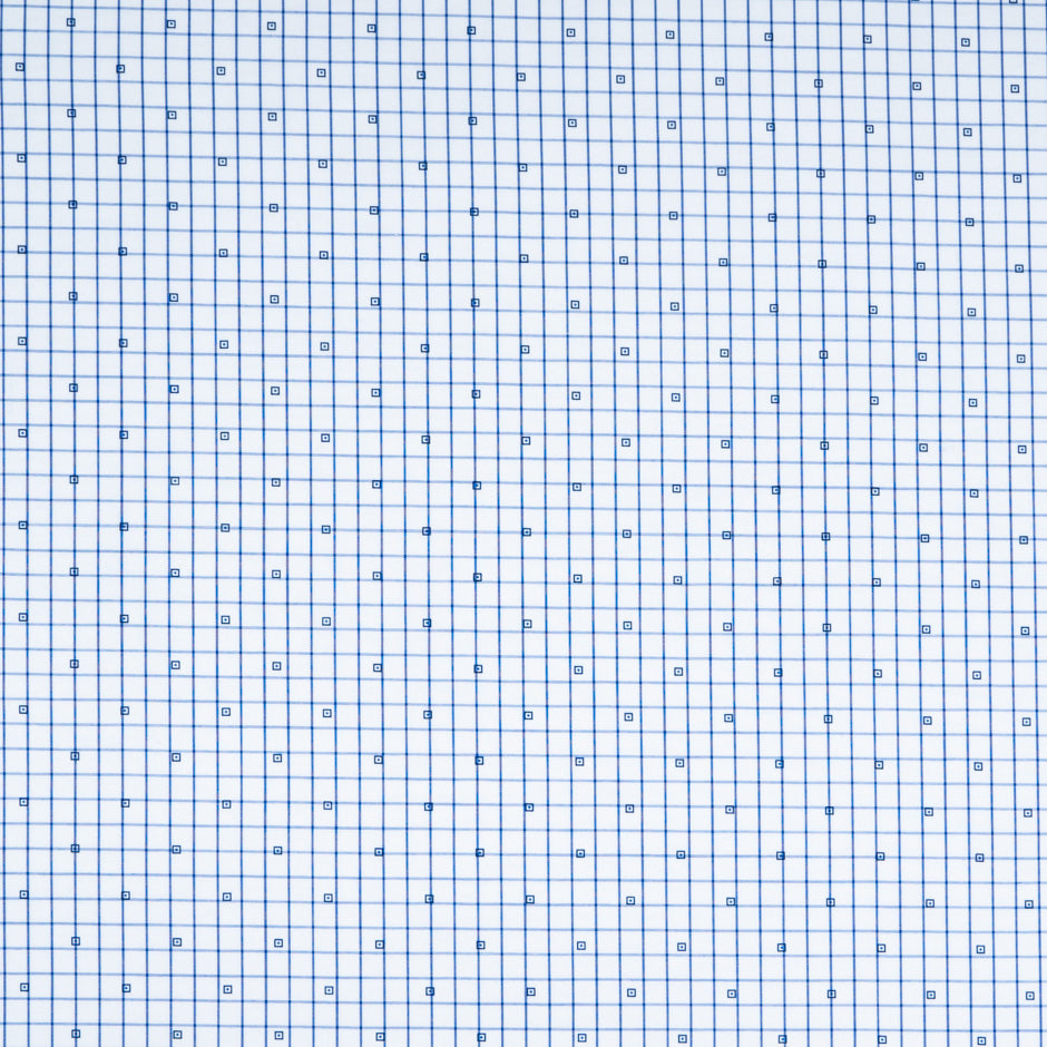Blue Square Printed Checkered Cotton