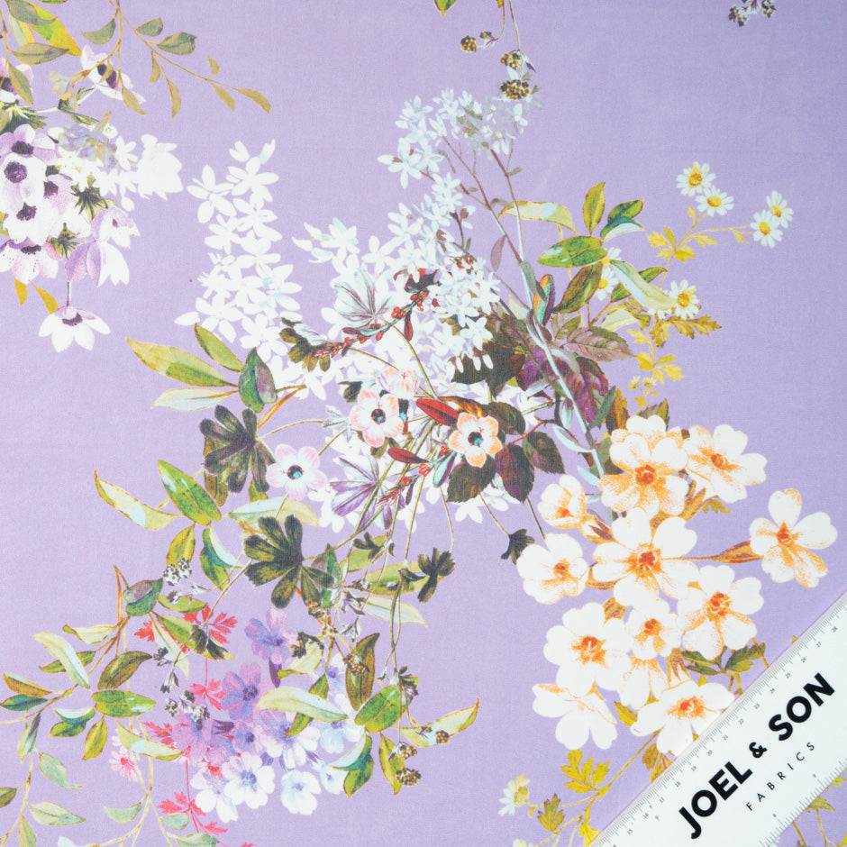 Floral Printed Lilac Pure Silk Georgette