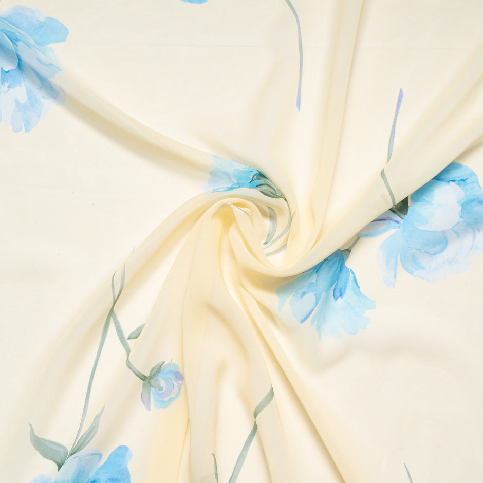 Blue Rose Printed Pure Silk Georgette