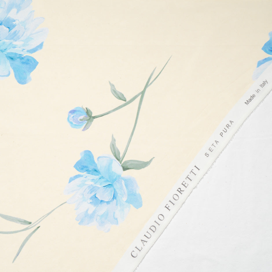 Blue Rose Printed Pure Silk Georgette