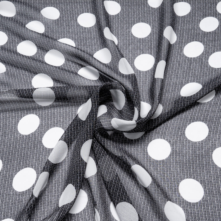 White Spotted Black Pure Silk Georgette
