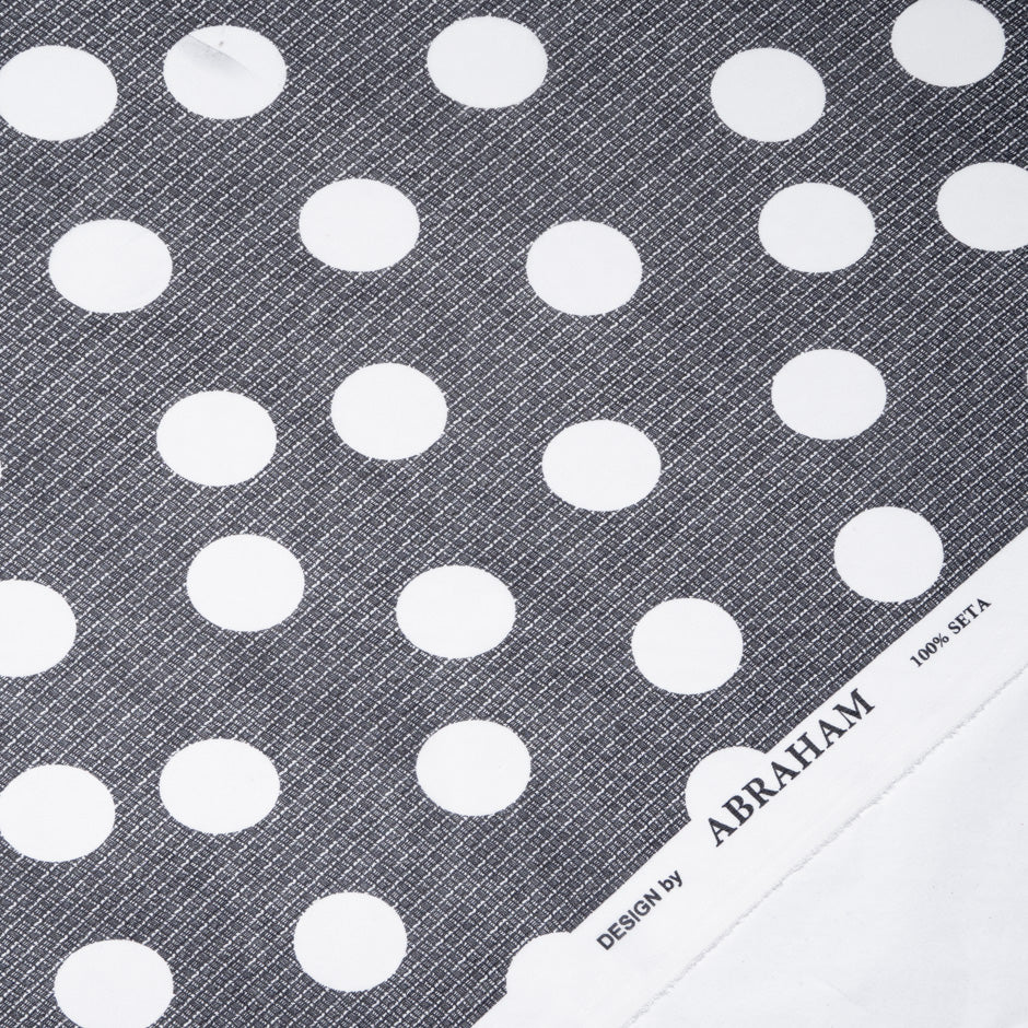 White Spotted Black Pure Silk Georgette