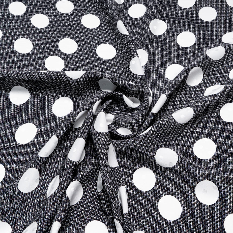 White Spotted Black Pure Silk Jacquard (A 2.80m Piece)