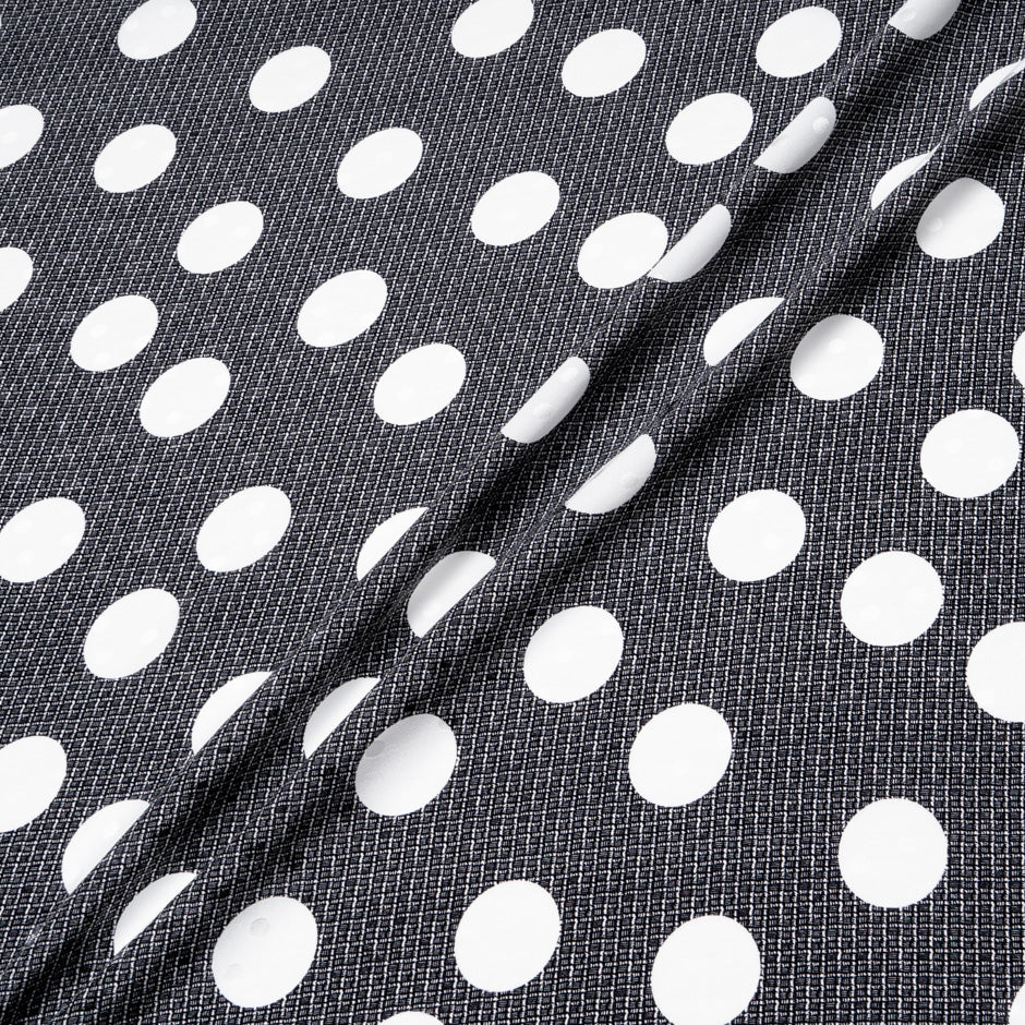 White Spotted Black Pure Silk Jacquard (A 2.80m Piece)