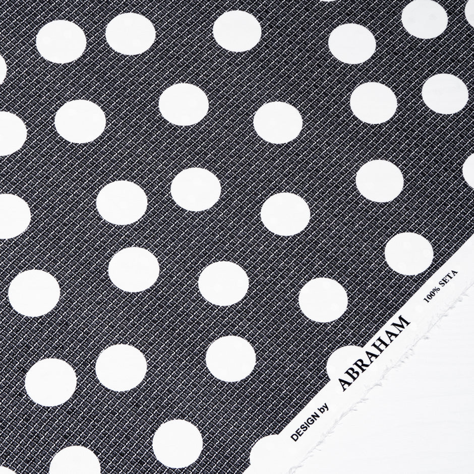 White Spotted Black Pure Silk Jacquard (A 2.80m Piece)