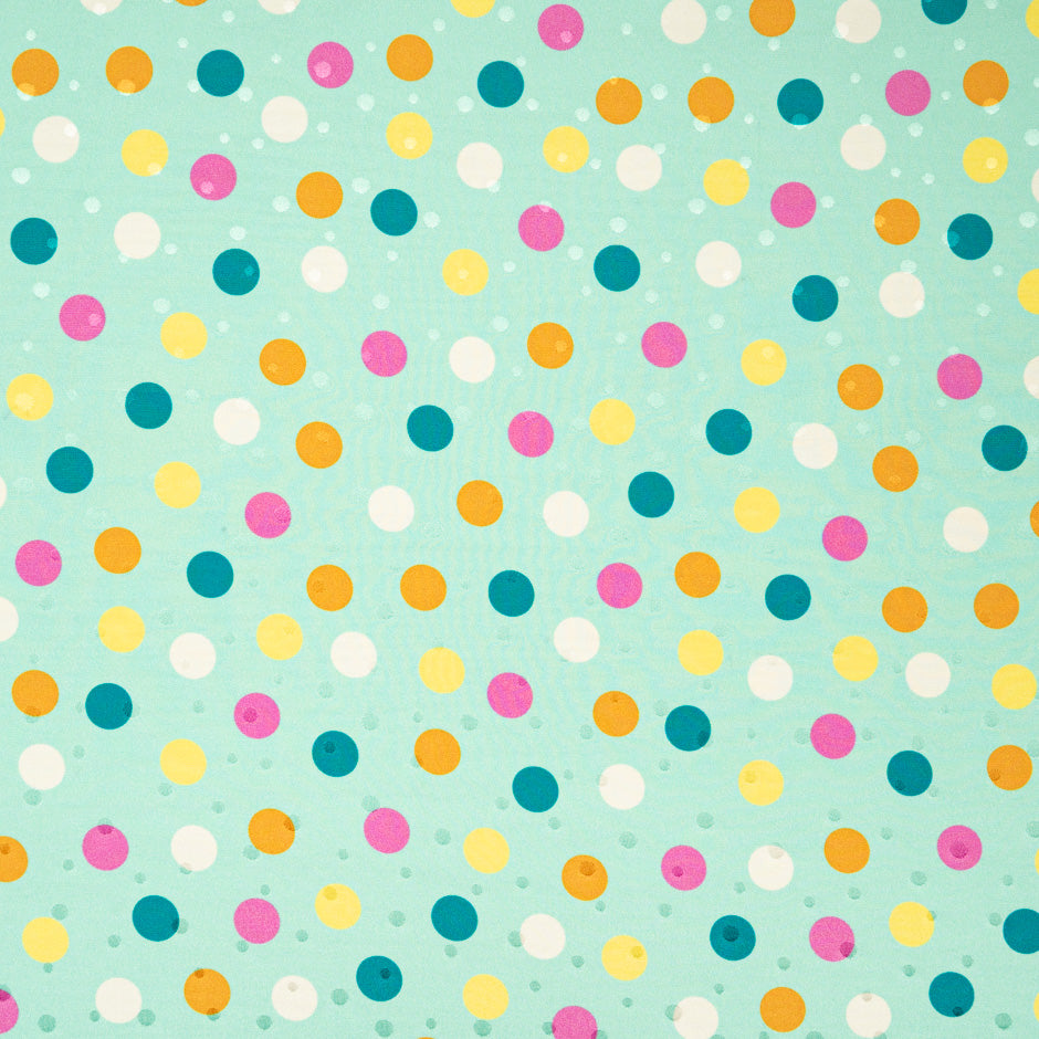 Multi-Coloured Spot Printed Mint Silk Jacquard (A 1.70m Piece)