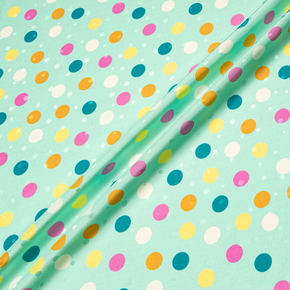 Multi-Coloured Spot Printed Mint Silk Jacquard (A 1.70m Piece)