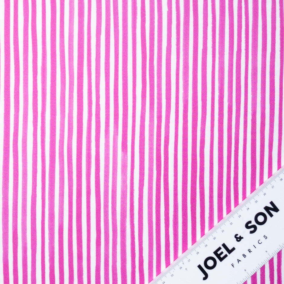 Bubblegum Pink & White Striped Pure Silk Twill