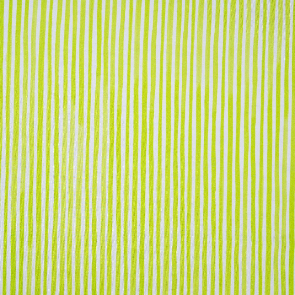 Apple Green & White Striped Pure Silk Twill