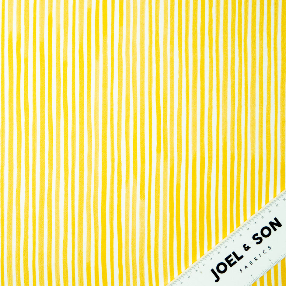Yellow & White Striped Pure Silk Twill