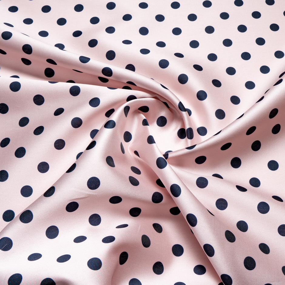 Blue Spotted Baby Pink Silk Blend Mikado