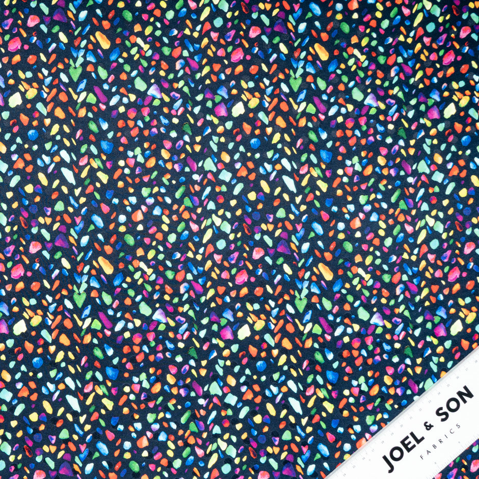 Multi-Coloured Printed Midnight Pure Silk Jacquard