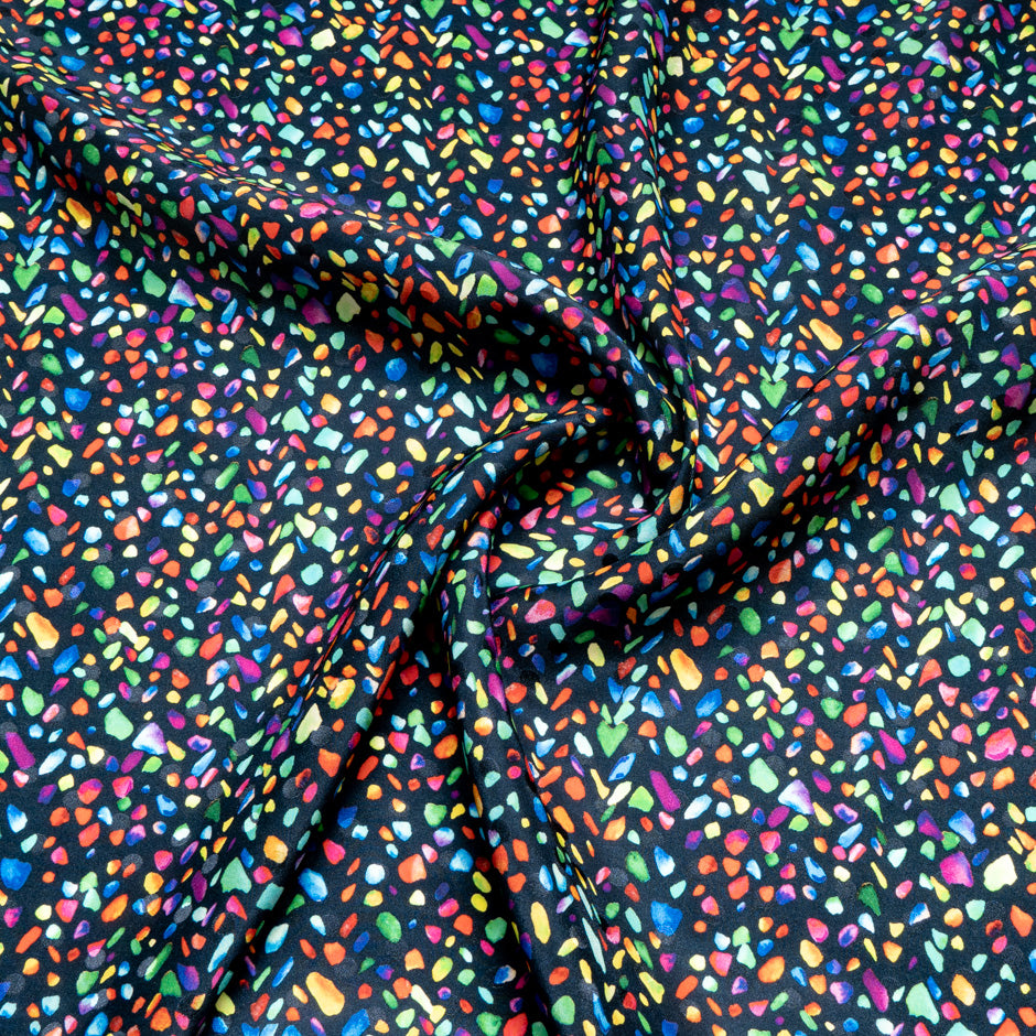 Multi-Coloured Printed Midnight Pure Silk Jacquard
