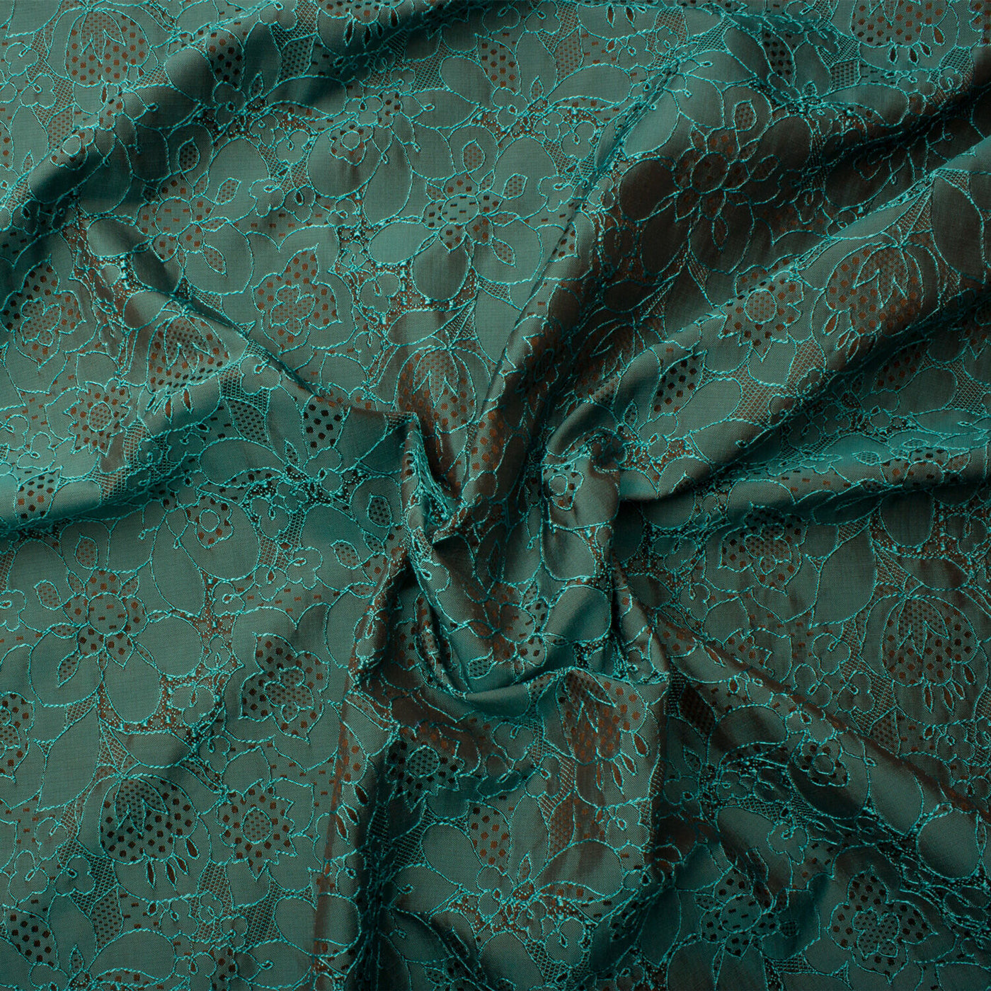 Turquoise & Brown Polka Dot Cloqué