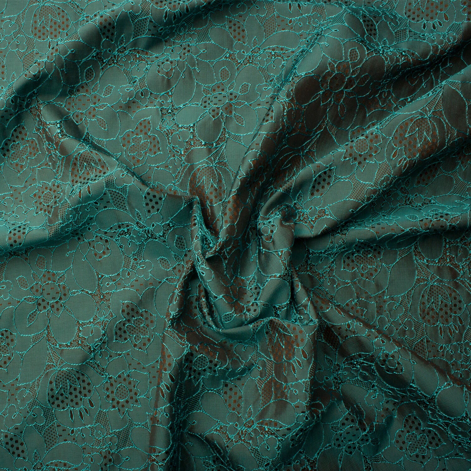 Turquoise & Brown Polka Dot Cloqué
