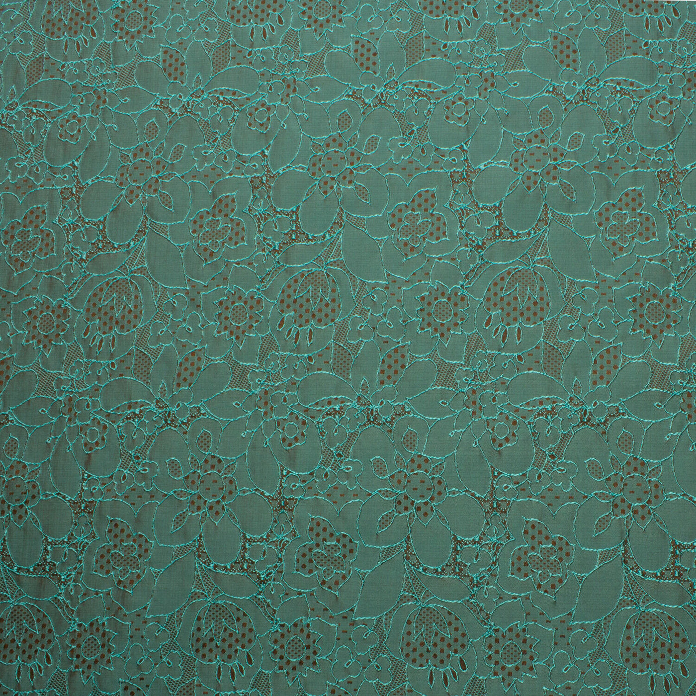 Turquoise & Brown Polka Dot Cloqué