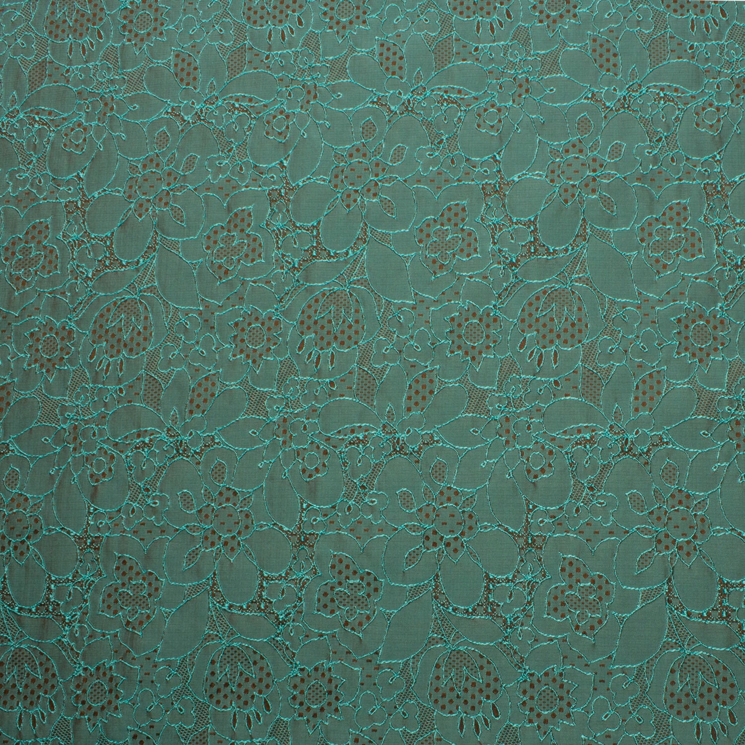 Turquoise & Brown Polka Dot Cloqué