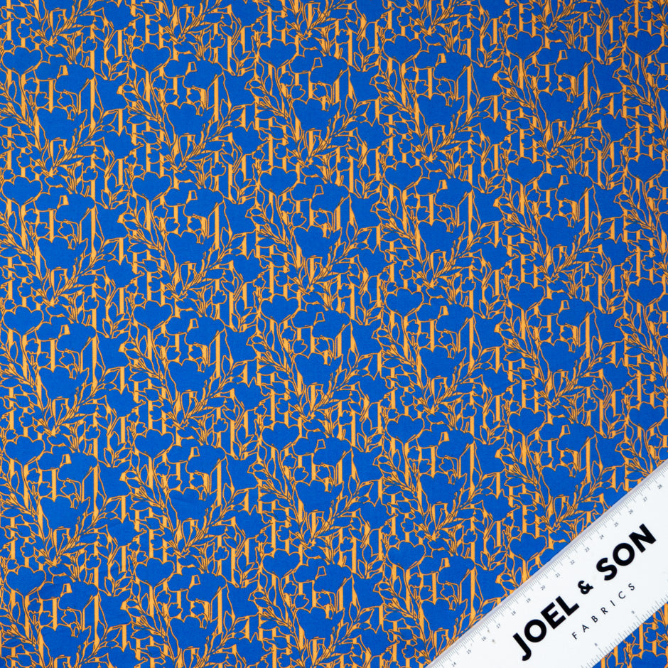 Blue & Orange Printed Superfine Cotton