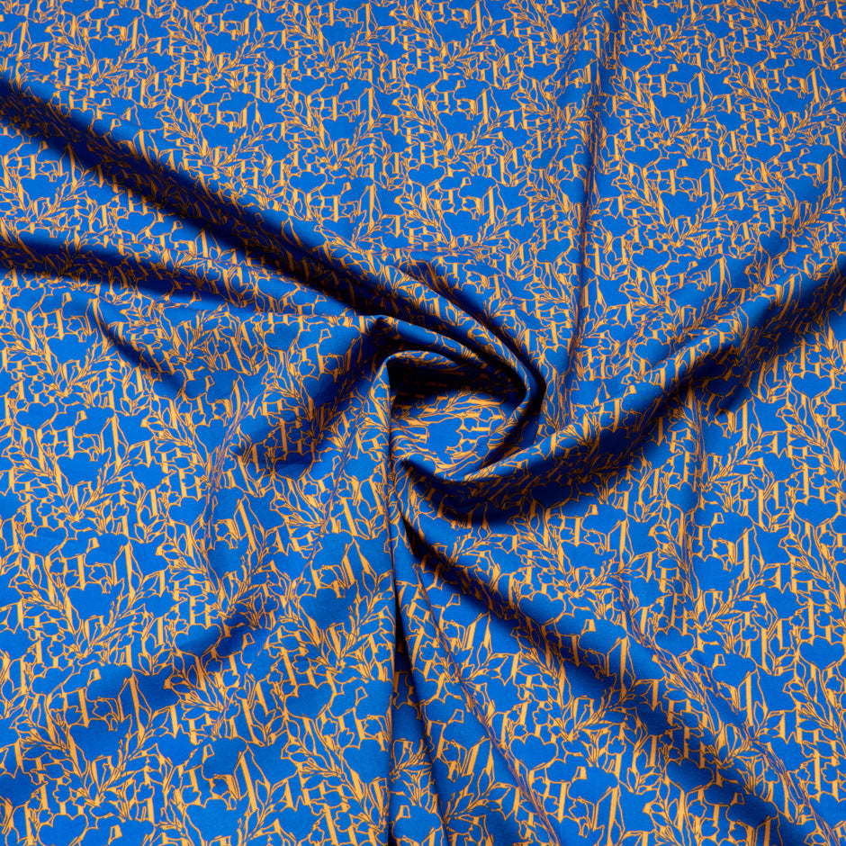 Blue & Orange Printed Superfine Cotton