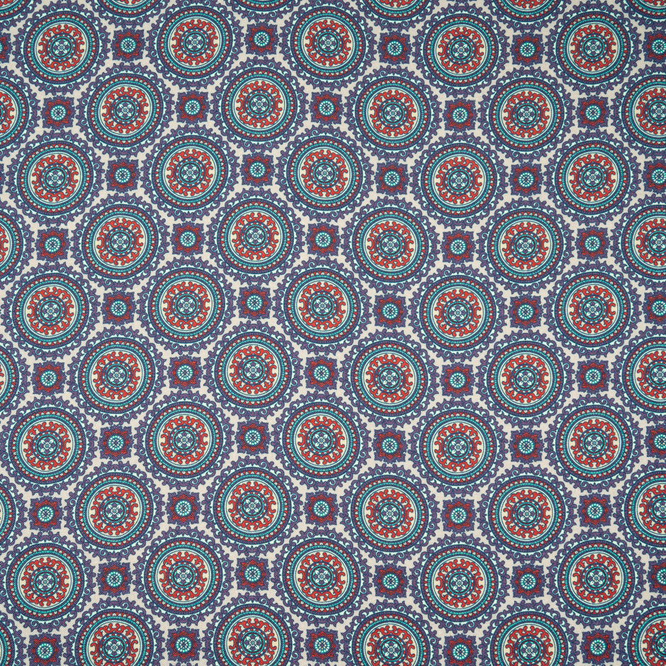 Purple Geometric Printed Wool & Silk Blend