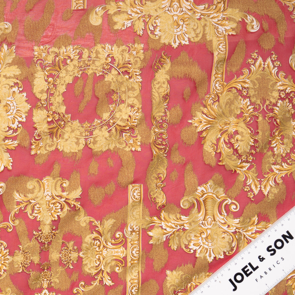 Baroque Printed Rich Red Silk Georgette