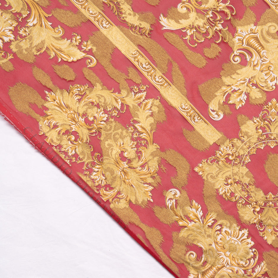 Baroque Printed Rich Red Silk Georgette