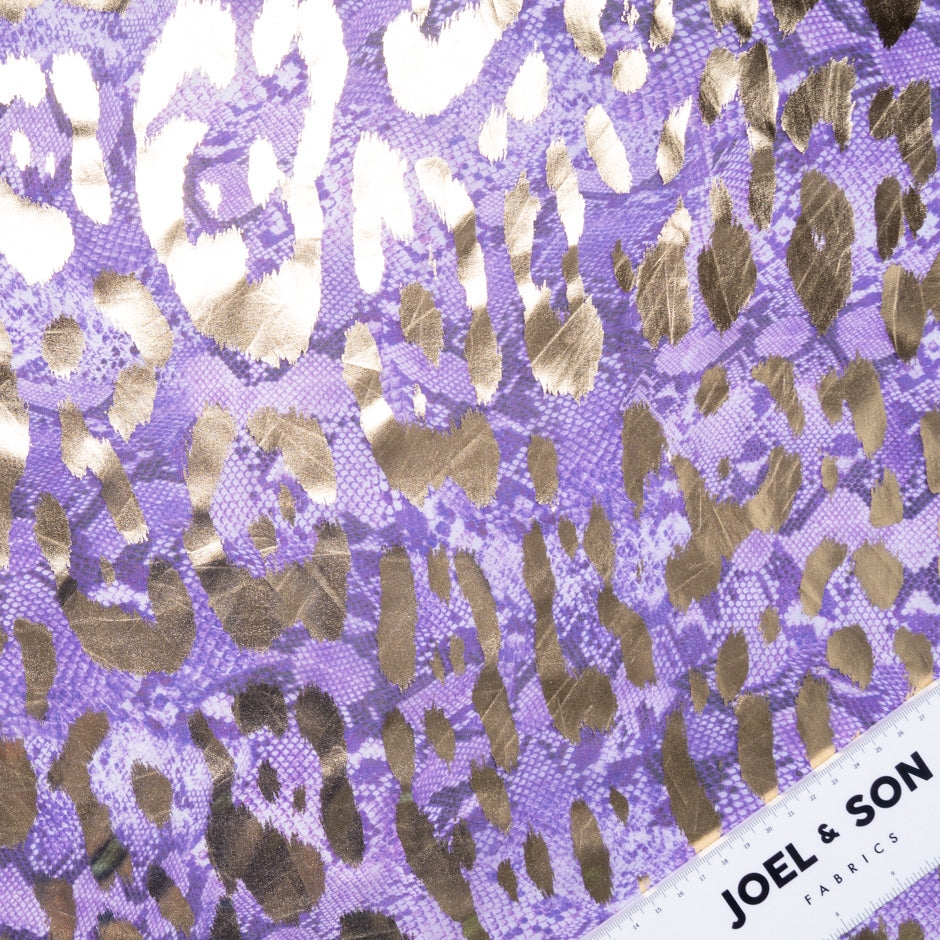 Purple Snake Printed Laminated Silk Georgette