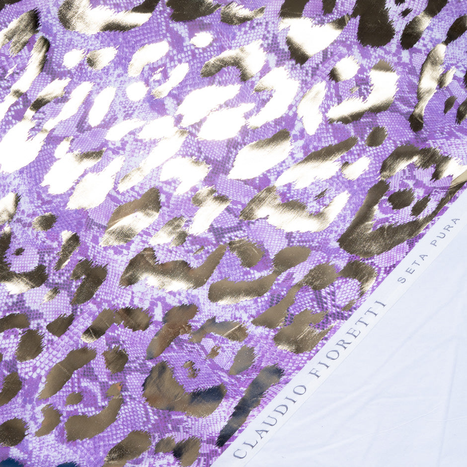 Purple Snake Printed Laminated Silk Georgette