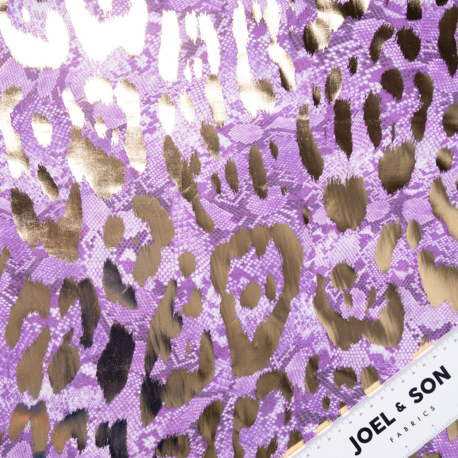 Rich Purple Snake Printed Laminated Silk Georgette