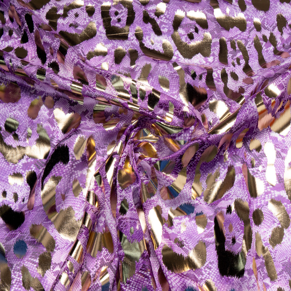 Rich Purple Snake Printed Laminated Silk Georgette