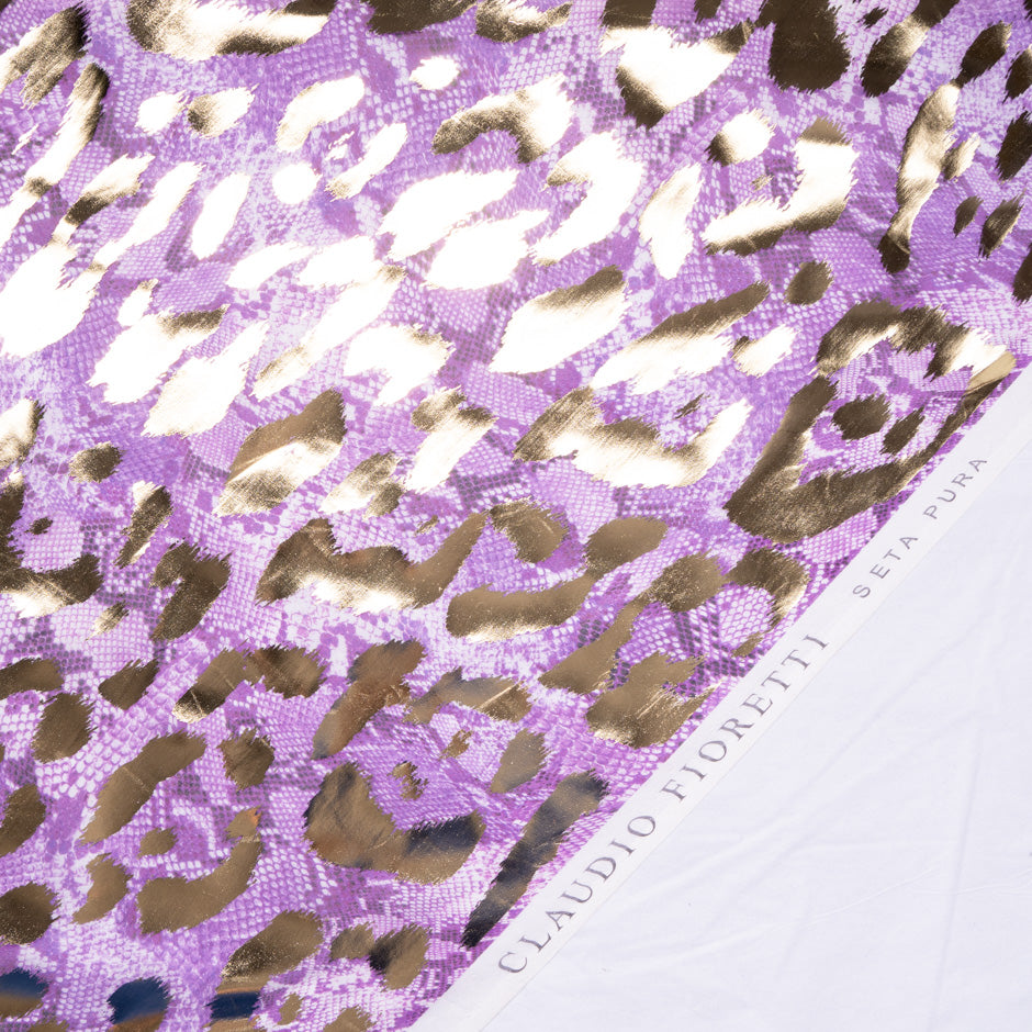 Rich Purple Snake Printed Laminated Silk Georgette
