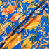 Orange Floral Printed Royal Blue Silk Jacquard