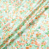 Orange Floral Printed Mint Green Silk Jacquard
